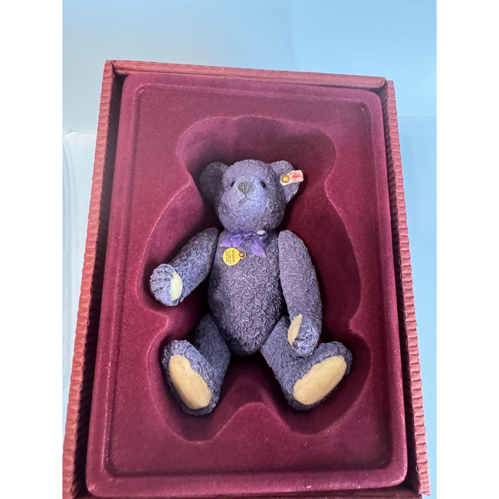 Steiff Collectible Teddy Bear Purple Resin 6