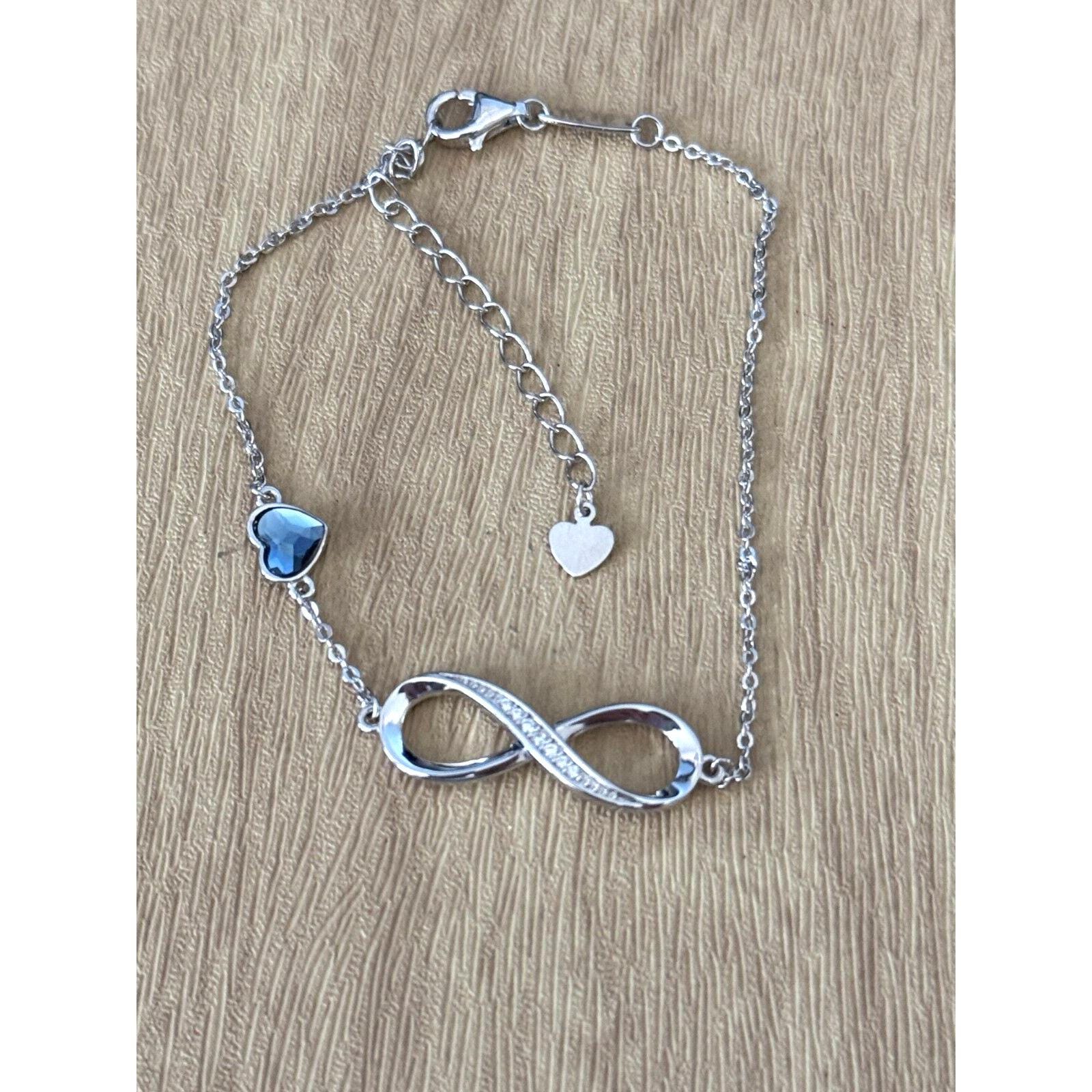 Sterling Silver Infinity Birthstone Bracelet Adjustable Chain Fine