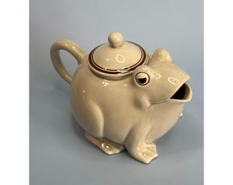 Fitz & Floyd 1976 Ceramic Frog Teapot 5&quot; High 7&quot; Long  Cute Vintage Collectible