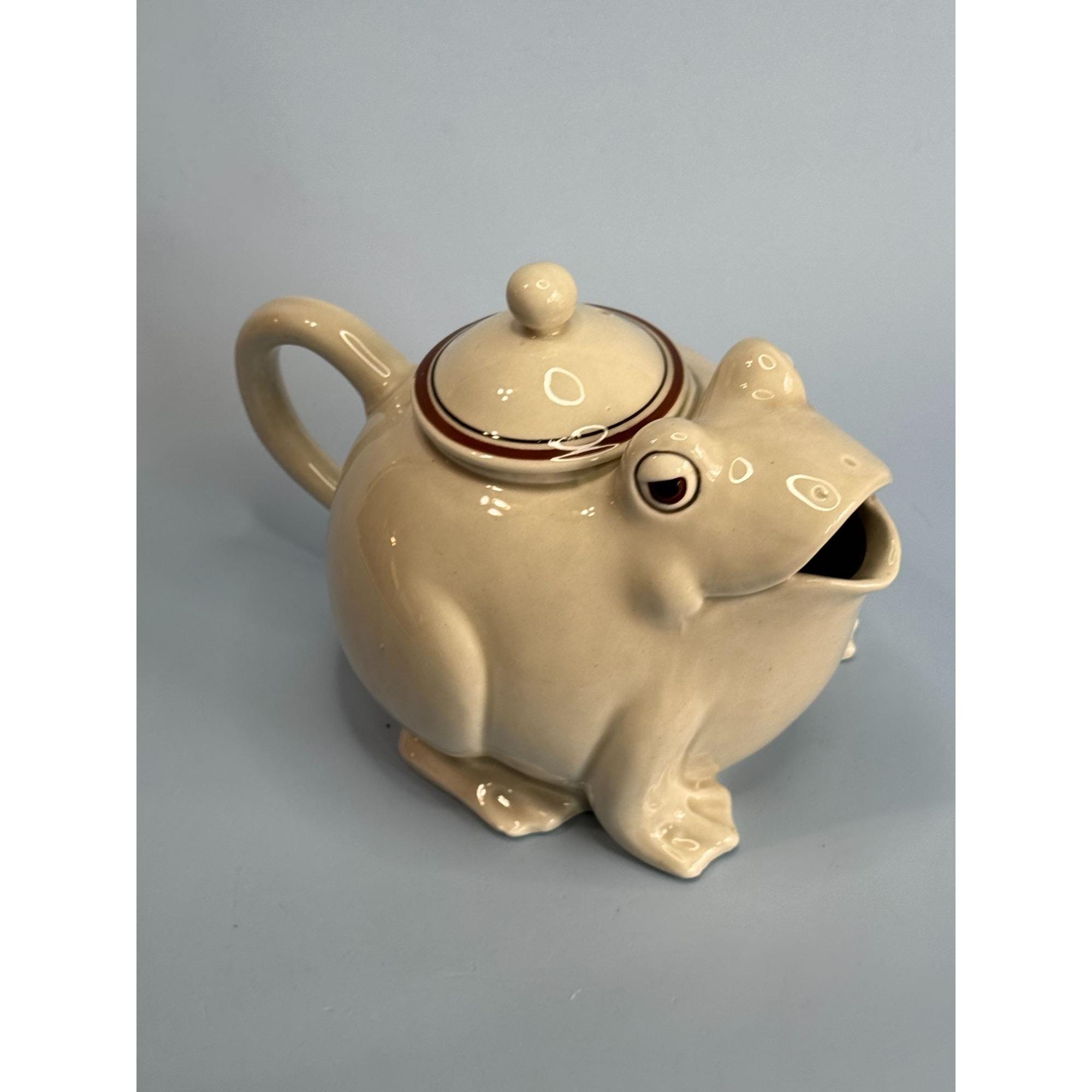 フィッツ＆フロイド 1976年製 陶器製 カエル型ティーポット 高さ5