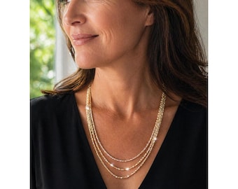 Vintage Dyadema Italy Runway Necklace 925 Sterling Gold Multi Strand 17"