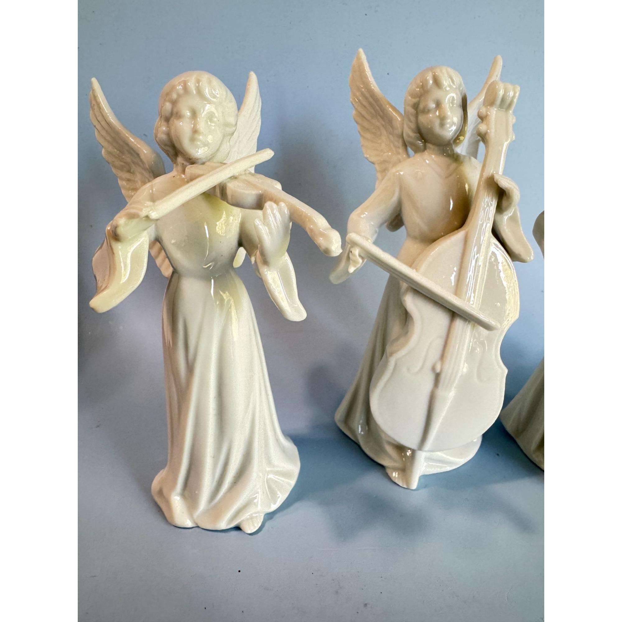 Set of 4 Schmid Bros Japan Porcelain Musical Angel Figurines