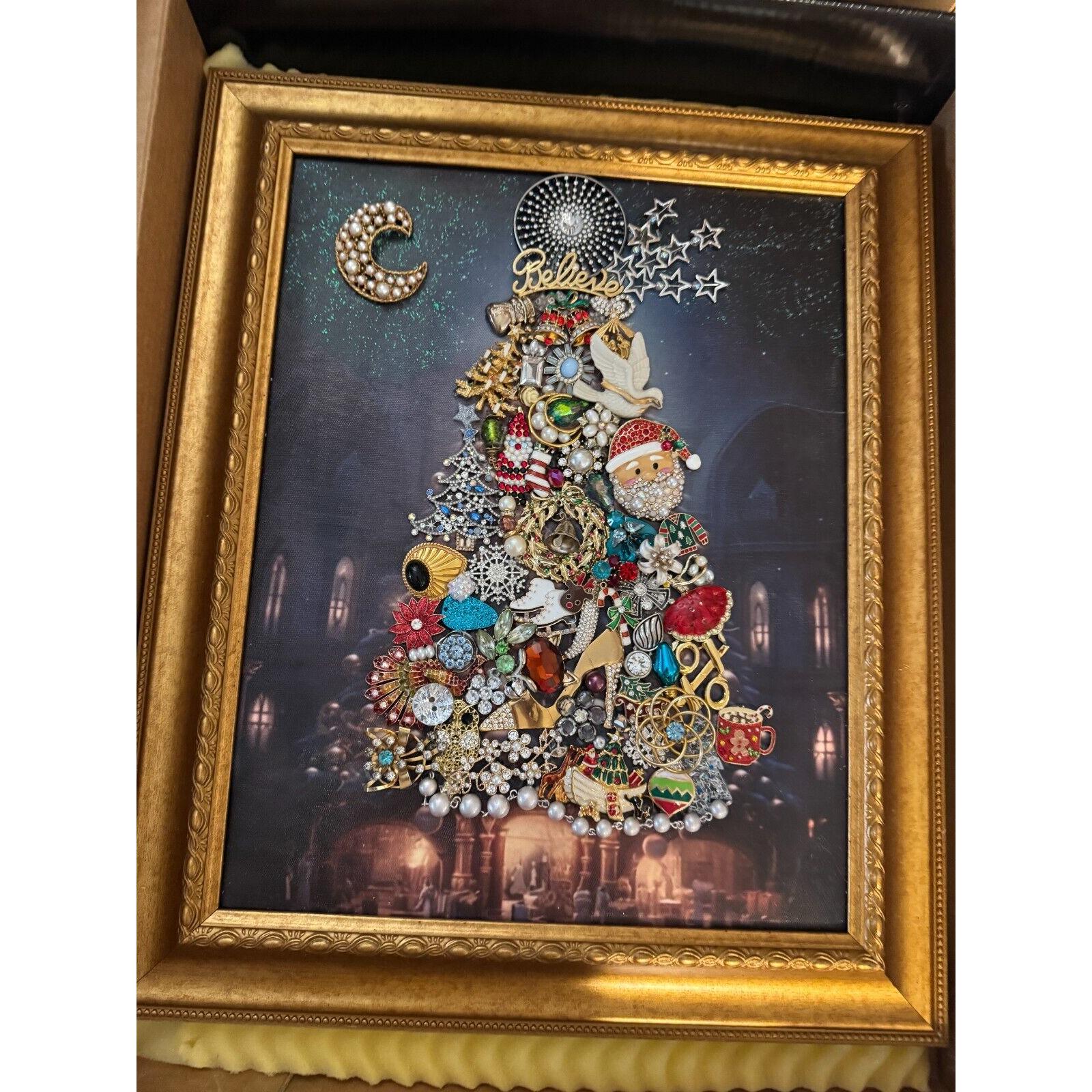 額入りジュエリークリスマスツリーアート：手作りホリデー