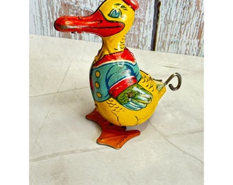 Vijntage J Chein Litho Tin Windup Waddling Duck Works USA