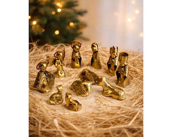 ヴィンテージ ソリッドブラス キリスト降誕セット：14ピース