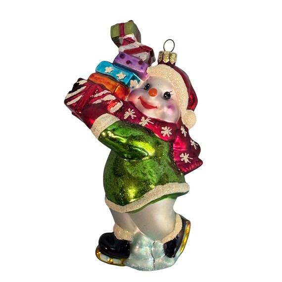 サミット 吹きガラス クリスマスオーナメント スノーマン マルチカラー