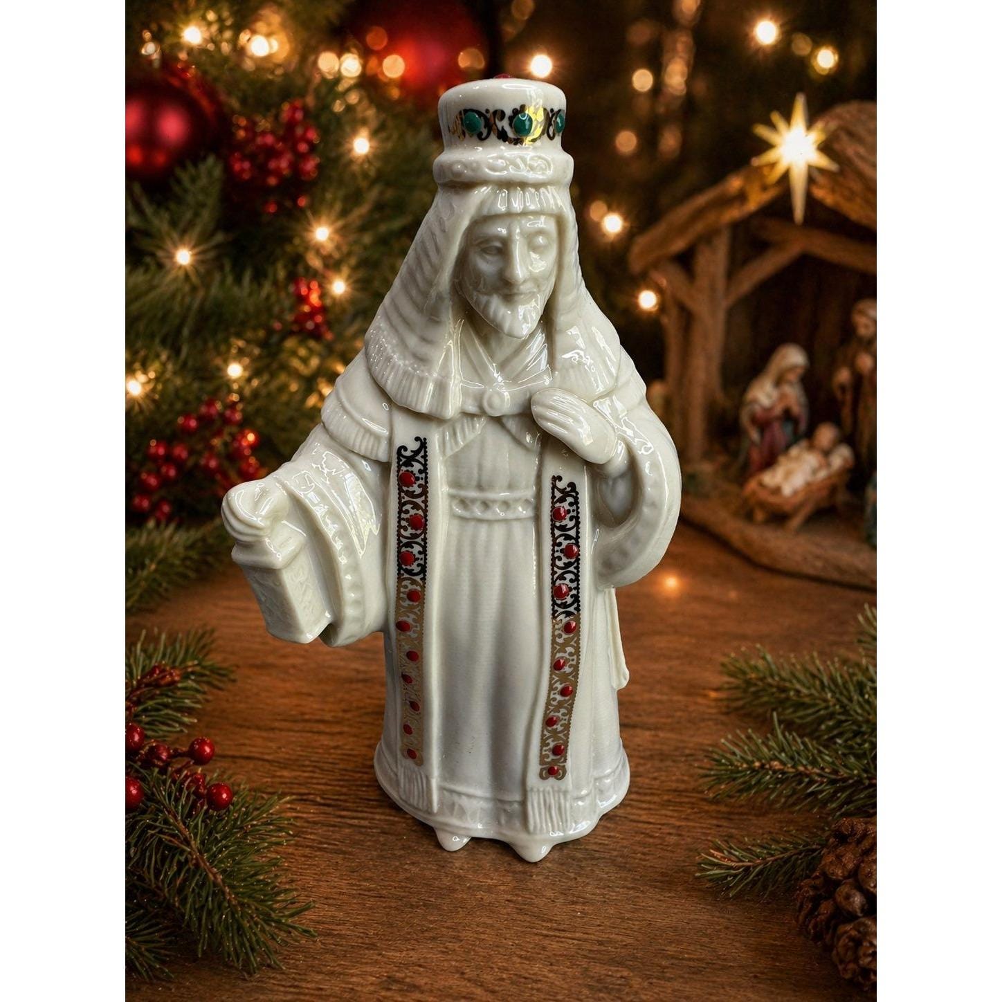 White Gold Porcelain Nativity Set - Etsy