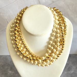 Carol Lee Vintage Beautiful Multistrand Faux Pearl Butterfly Clasp Necklace