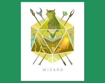 D20 Tabletop RPG Class Illustration - Wizard