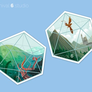 D20 Adventure Stickers - Terrarium Land and Sea Dice