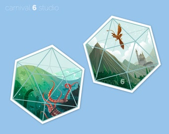 D20 Adventure Stickers - Terrarium Land and Sea Dice