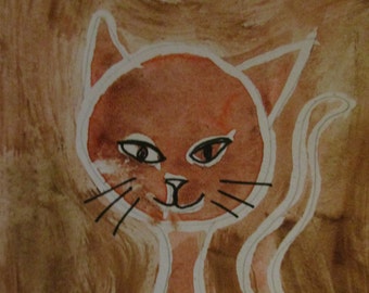 Watercolor Cat Painting (4.5 in x 6 in)