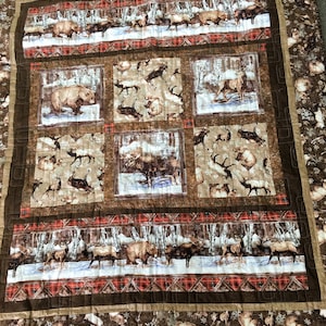 bear deer moose northern woods quilt northcott