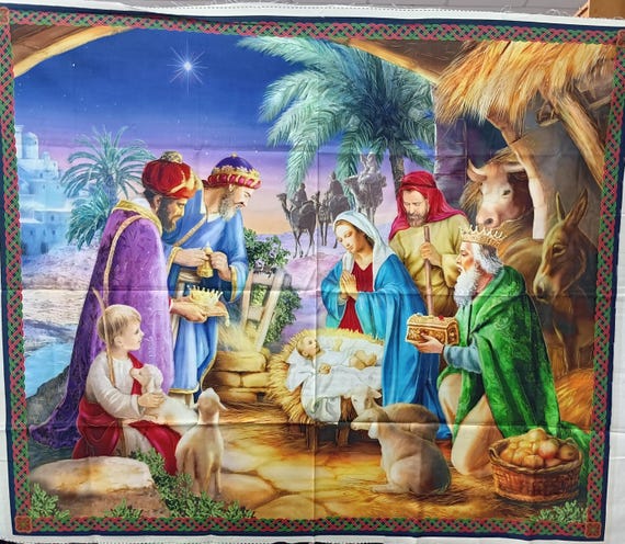 Nativity fabric panel 36x44 By Quilting Treasures