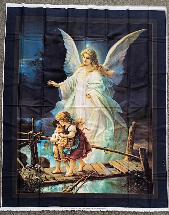 Guardian Angel fabric panel A Marshall Dry Goods Co. print  36 x 45 100% cotton