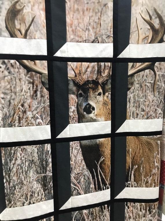 Quilt Kit Whitetail Deer Attic Window FREE shipping 54x54 throw wall hanging man cave hunting cabin
