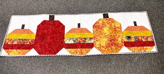 Pumpkin hollow runner EASY complete kit with binding, batting and gingham backing fabric 100% cotton FREE SHIPPING