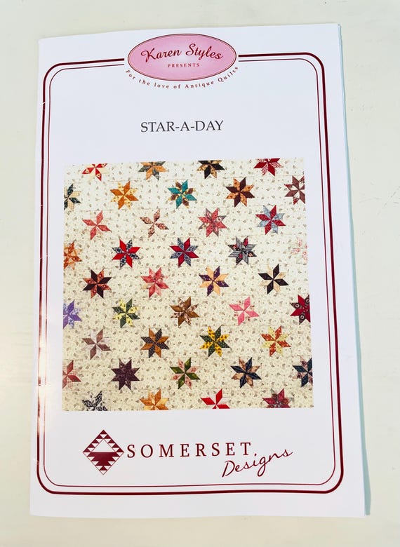 Star A Day quilt pattern 3" Lemoyne Star by Karen Styles acrylic templates perfect for repro fabric beginner, portable hand piecing project