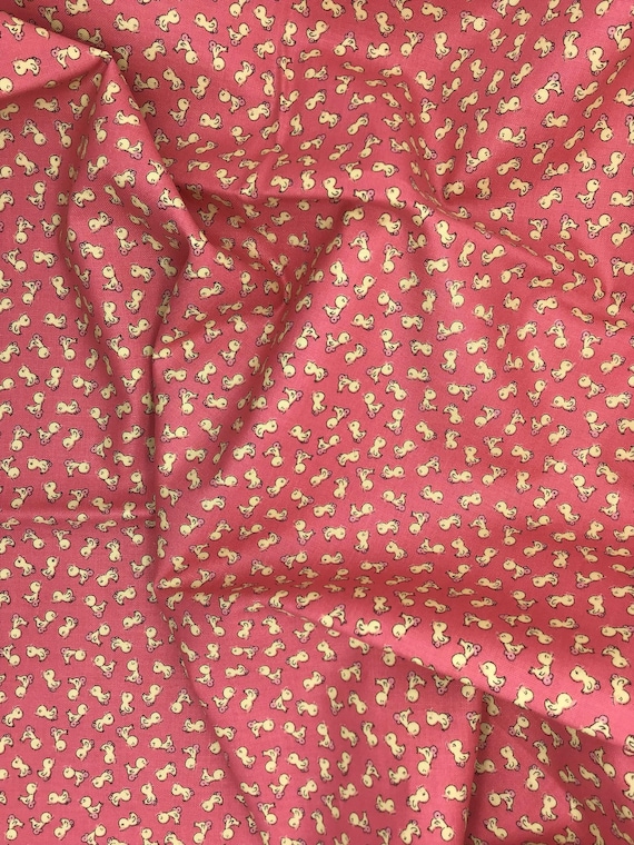 Depression 20s 30s Feedsack reproduction Pink ducks print 100% cotton fabric, RBD Storytime 30s by Lindsay Wilkes. C15152 Sold by the yard
