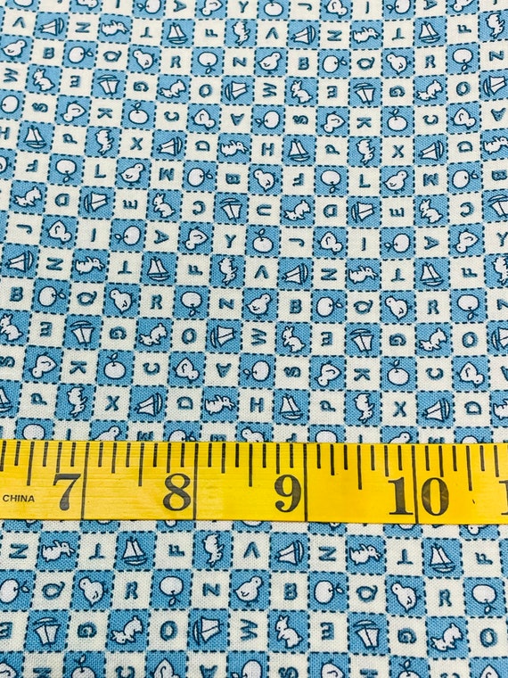 Depression feedsack 30s fabric blue mini alphabet RJR Kitchen Sink cotton out of print