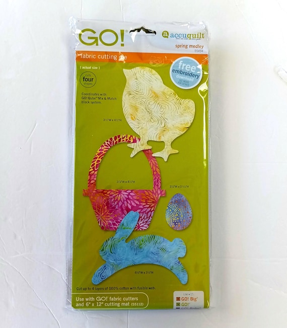 Accuquilt Go! fabric cutting die Spring Medley chick, basket, egg, and bunny