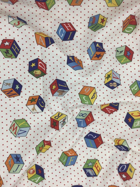 Depression 20s 30s feedsack print 100% cotton. Moda Picture Perfect American Jane white children’s block fabric. Sold by the yard.