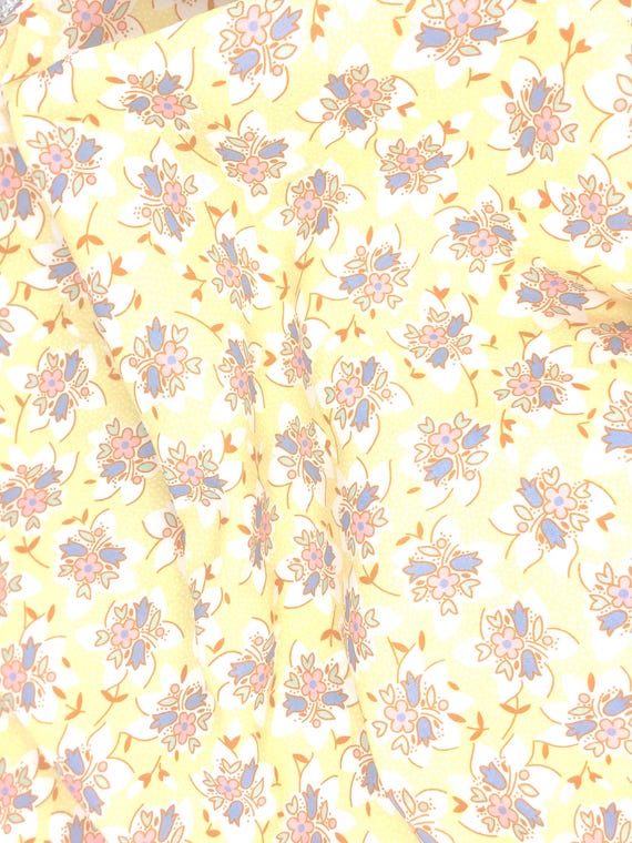 Depression 20s 30s Feedsack print 100% cotton fabric. RK “Blast from the past” by Darlene Zimmerman. Yellow w/ pink floral. Sold by the yard