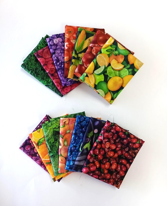 Fruit and vegetable 14 fat quarter bundle, fabric by Dan Morris Design