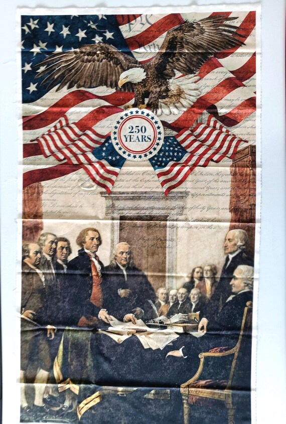 America 250 fabric Panel 24" Founding Fathers signing the Declaration of Independence