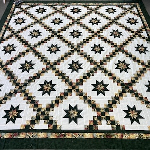 Timeless Irish Chain Star Quilt Top - Traditional Geometric Artistry