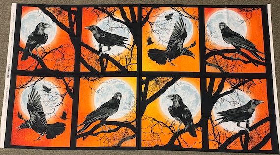 Halloween Raven Moon fabric cotton panel #18484 by Robert kaufman