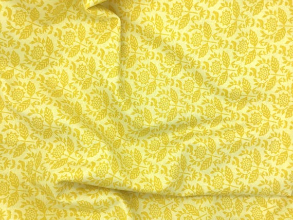 Depression 20s 30s Feedsack print 100% cotton fabric. RBD Sunny Skies by Jill Finley yellow floral. Sold by the yard.