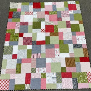 Charming Farmhouse Patchwork Quilt with Moda Red Barn Christmas Fabric