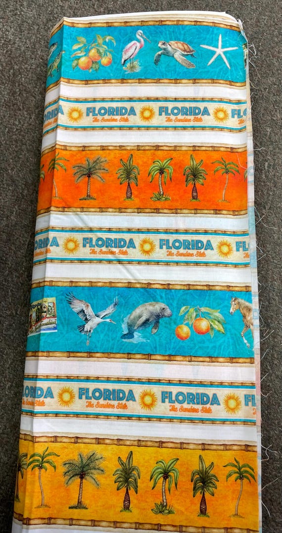 Florida shop hop 2025 border stripe fabric 100% cotton
