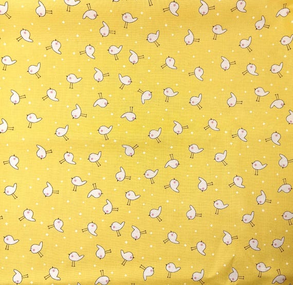 Depression 20s 30s feedsack print 100% cotton. Moda “Shine” by Sweetwater White birds on yellow background Sold by the yard.