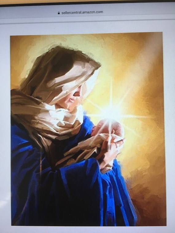 Madonna and Child cotton 35" panel David Textiles by Lucas Winges