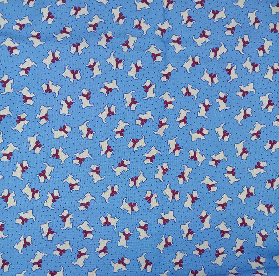 20s/30s Feedsack depression fabric Aunt Grace Goes Scrapy by Judie Rothermel R351535D Dogs on blue 100% cotton Sold by the yard