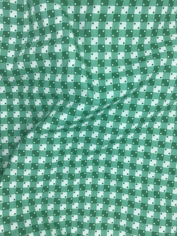 Depression 20s 30s Feedsack print 100% cotton fabric. Robert Kaufman Favorite Basics by Darlene Zimmerman. Green dice.  Sold by the yard.