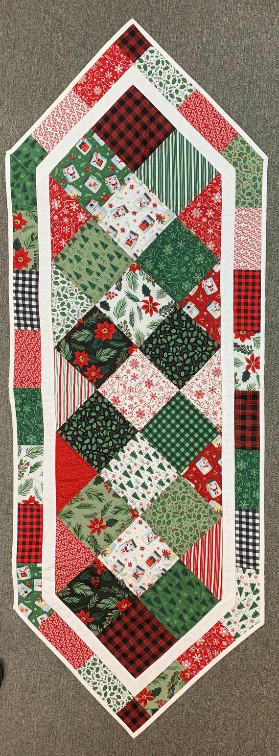 Christmas table runner KIT 19x53 cotton fabric easy beginner charm pack backing and binding included cotton fabric