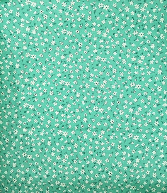 Depression 20s 30s feedsack print 100% cotton fabric Aunt Grace Garden Variety by Judie Rothermel Marcus Fabrics Green with white flowers