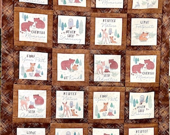 Forest Friends quilt kit crib baby easy beginner Alma Sue design fabric for top and binding Batting and back NOT included in kit