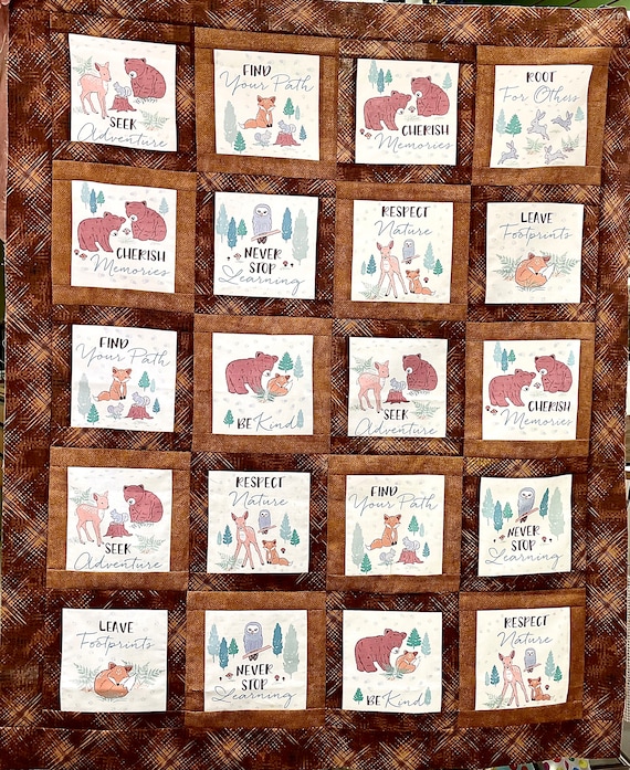 Forest Friends quilt kit crib baby easy beginner Alma Sue design fabric for top and binding Batting and back NOT included in kit