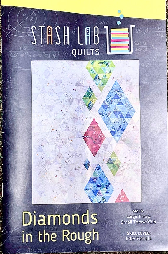 Modern quilt pattern Diamonds in the Rough 2 sizes crib, large throw, skill level intermediate paper templates included