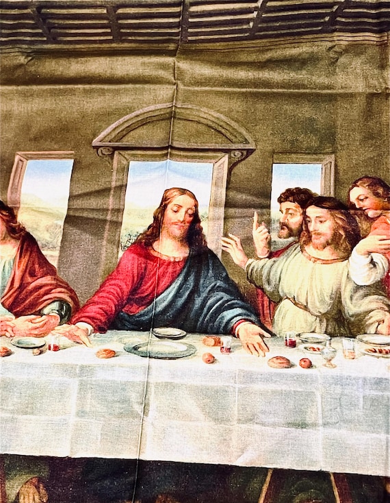 Last Supper panel 36x42 100% cotton Portfolio Arts Group by David Textiles religious scene from image by Da Vinci