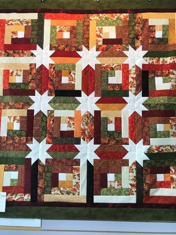 Log Cabin Hidden Stars Quilt Kit Fall Colors Autumn Just One Etsy