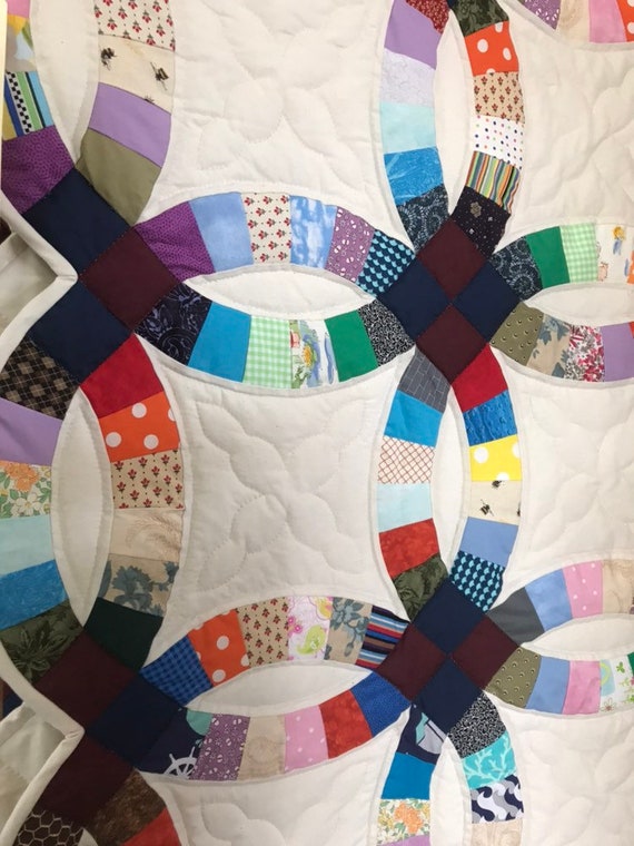 Double Wedding Ring Quilt Handmade Amish Quilt King Queen Etsy