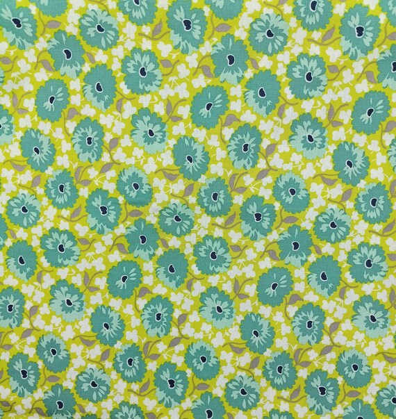 Depression 20s 30s feedsack print 100% cotton. Moda “Good Works” by Linzee Kull McCray. Green floral fabric. Sold by the yard.