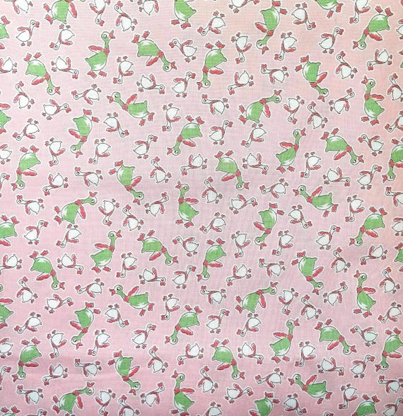 Depression 20s 30s Feedsack print. 100% cotton. RJR Everything but the Kitchen Sink “Duck Dance" ducks on pink Sold by the yard