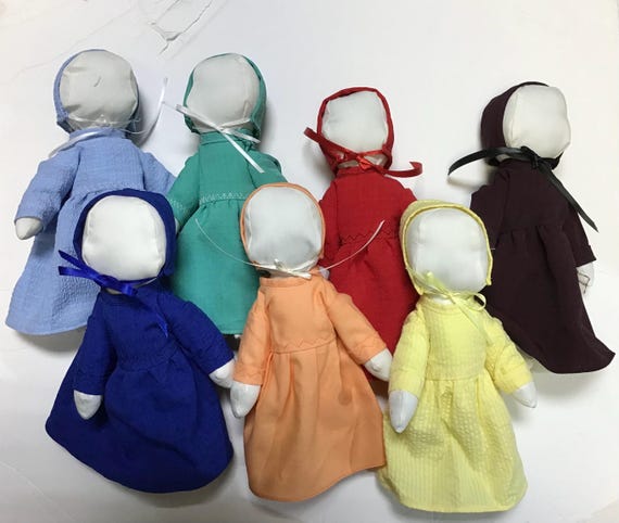 Handmade Amish Girl Doll 9" Available in Several Colors