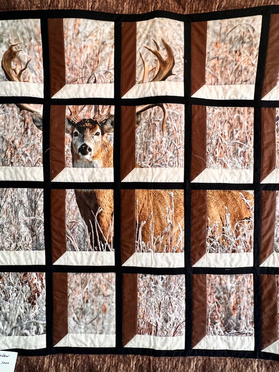 Quilt kit Attic Window Deer make a Wildlife Quilt Top 100% cotton 55x55”